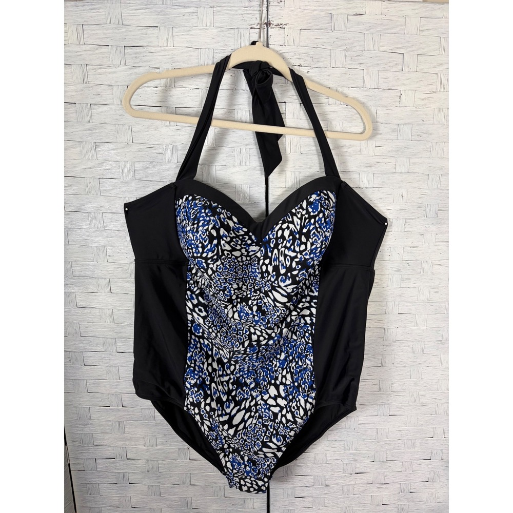 Tropical Escape Womens Swimsuit one Piece Halter Leopard flattering, plus‎ size